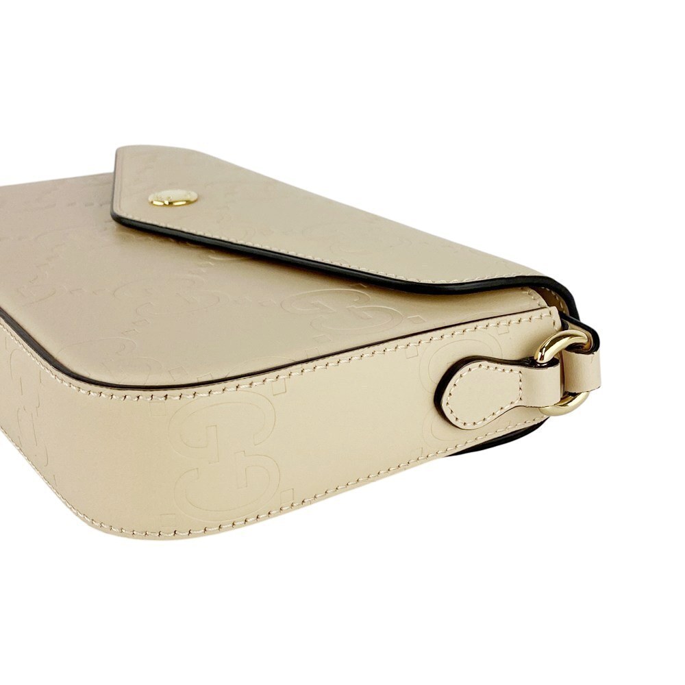Gucci GG Super Shoulder Bag Leather Beige - Picture 5 of 10